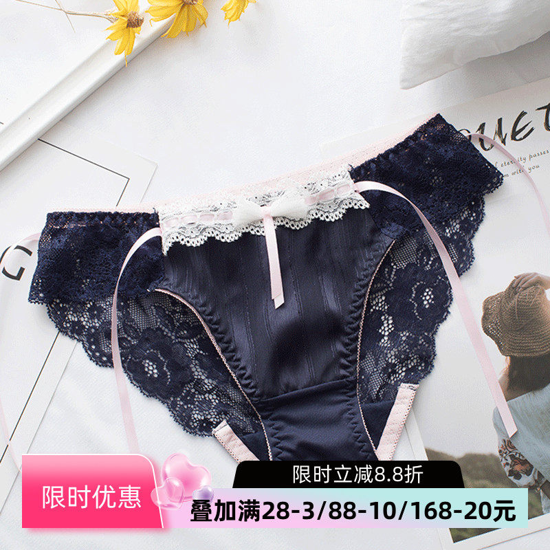 日系丝带蝴蝶结少女内裤可爱低腰大码短裤甜美蕾丝镂空性感三角裤,女士内衣/男士内衣/家居服,女三角裤,淘宝优惠券,粉丝福利购,淘宝优惠卷