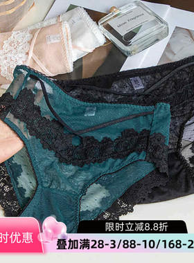 高腰蕾丝内裤女士性感纯欲网纱大码纯棉裆绑带包臀镂空2025三角裤