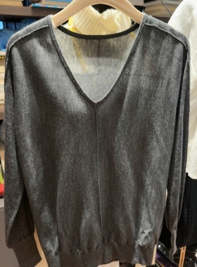 Ce**ne 灰色 轻薄 羊绒衫 打底 百搭 100%羊绒 精纺 56织