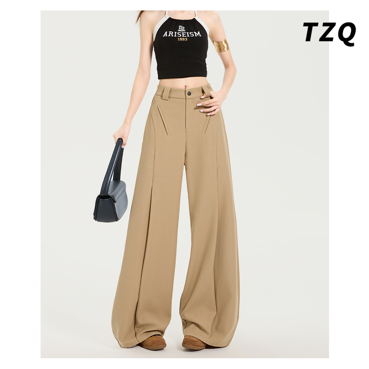 新款宽松显瘦垂坠感拖地休闲裤子