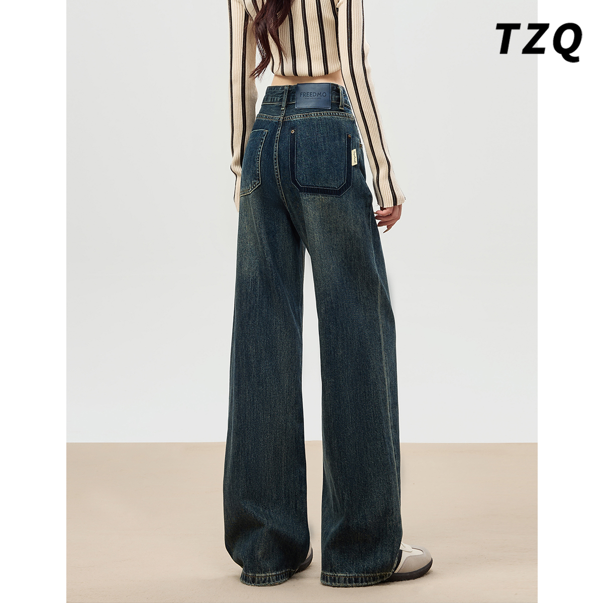 美式复古窄版阔腿牛仔裤女2025秋