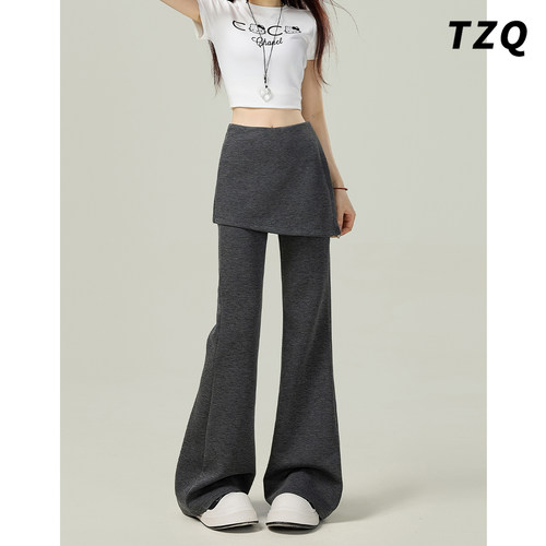 灰色屁帘微喇休闲裤女夏季2025年