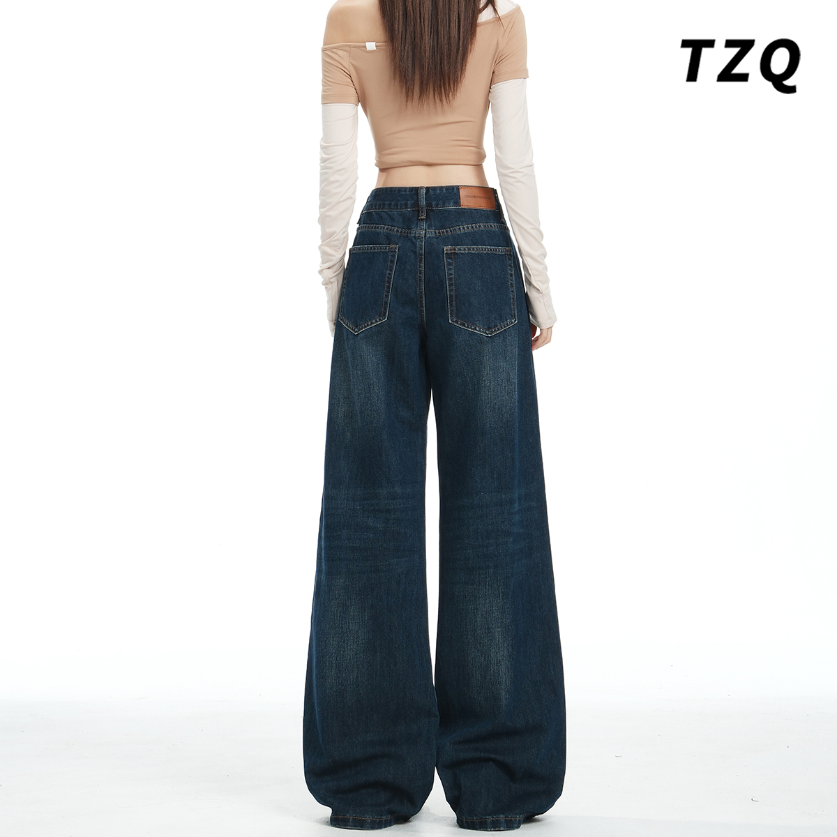 秋季高腰宽松显瘦慵懒风拖地裤子