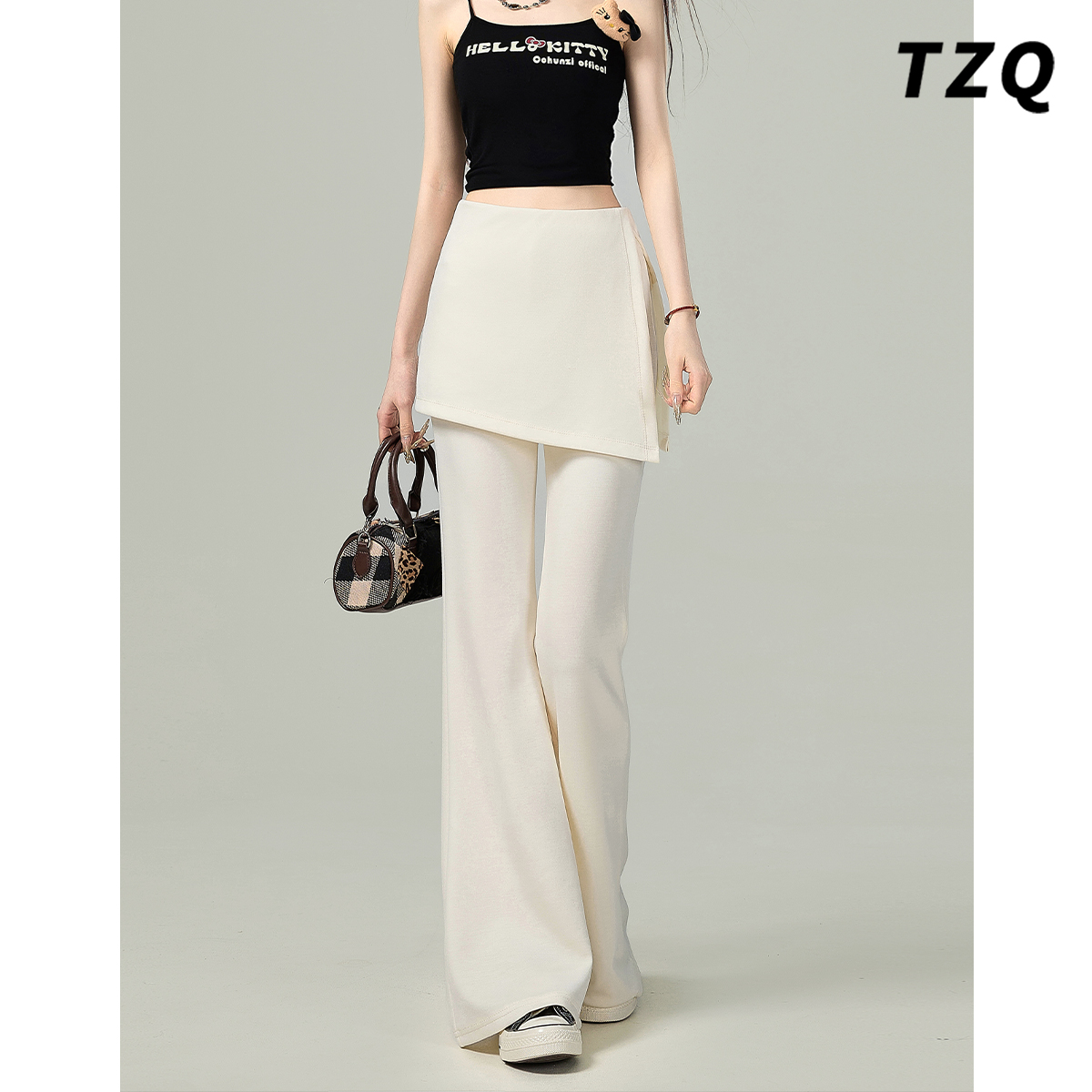 夏季百搭不贴腿垂感马蹄喇叭裤子