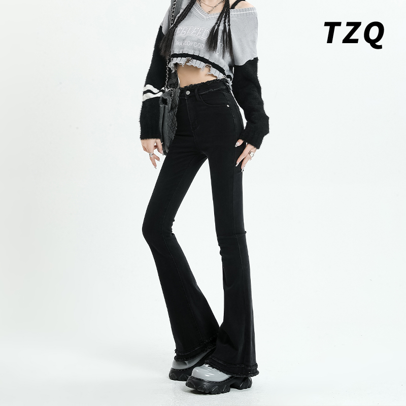 辣妹显瘦设计感小个子喇叭裤子