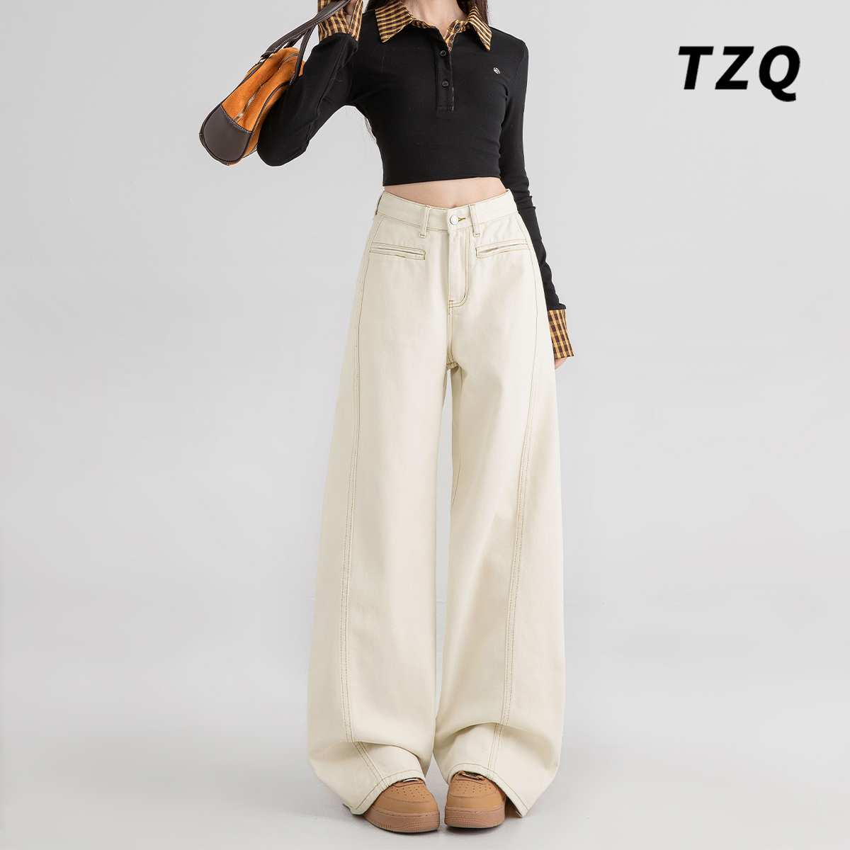 宽松显瘦弯刀裤垂感直筒香蕉裤子