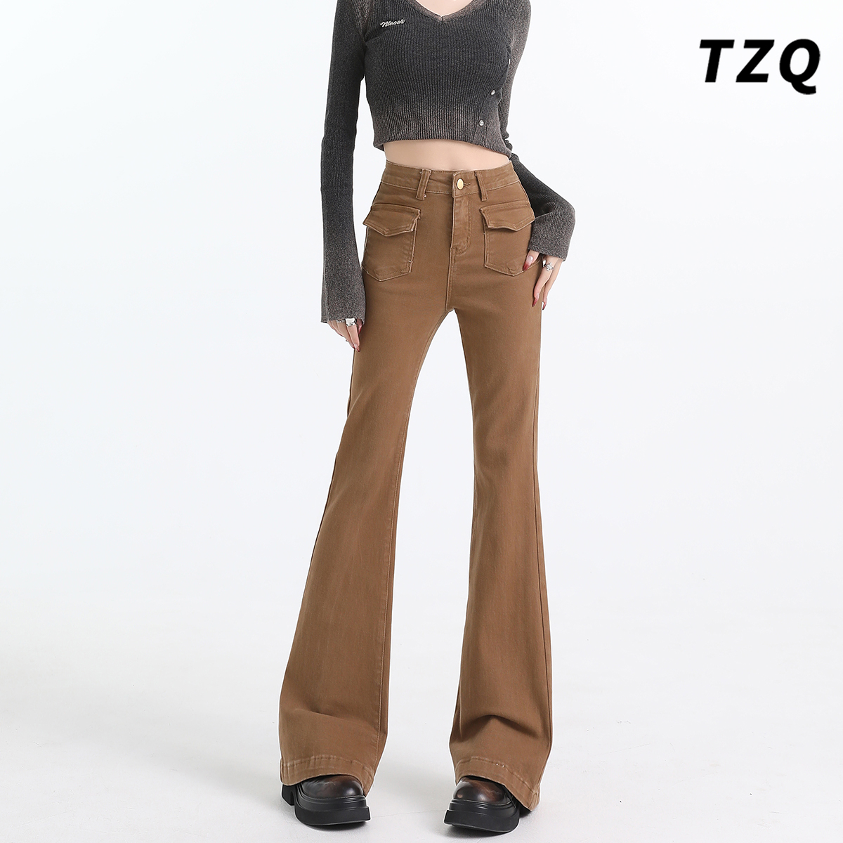 2025秋冬设计感小个子修身喇叭裤