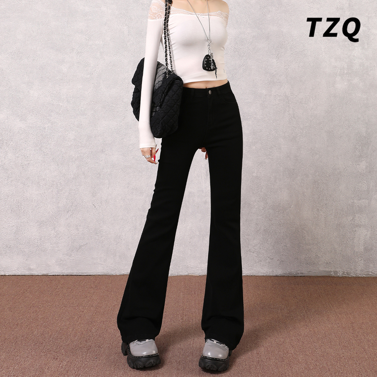 小个子修身显瘦垂感马蹄喇叭裤子