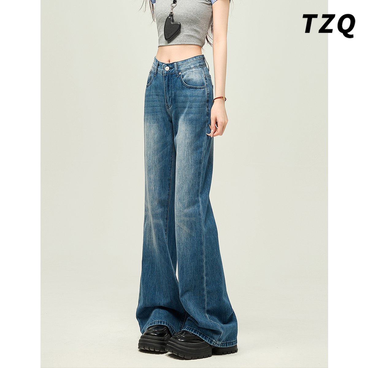 时尚百搭显瘦不贴腿马蹄喇叭裤子