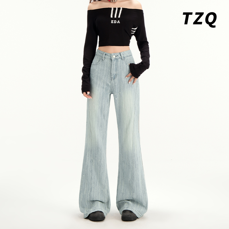 纹理感提花设计牛仔裤女2025年