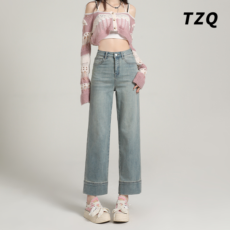 浅色九分烟管牛仔裤女夏季2025年