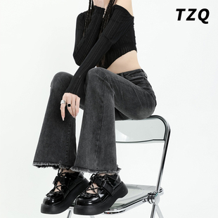 微喇牛仔裤女爆款2025夏季薄款小个子高腰修身显瘦马蹄喇叭裤子