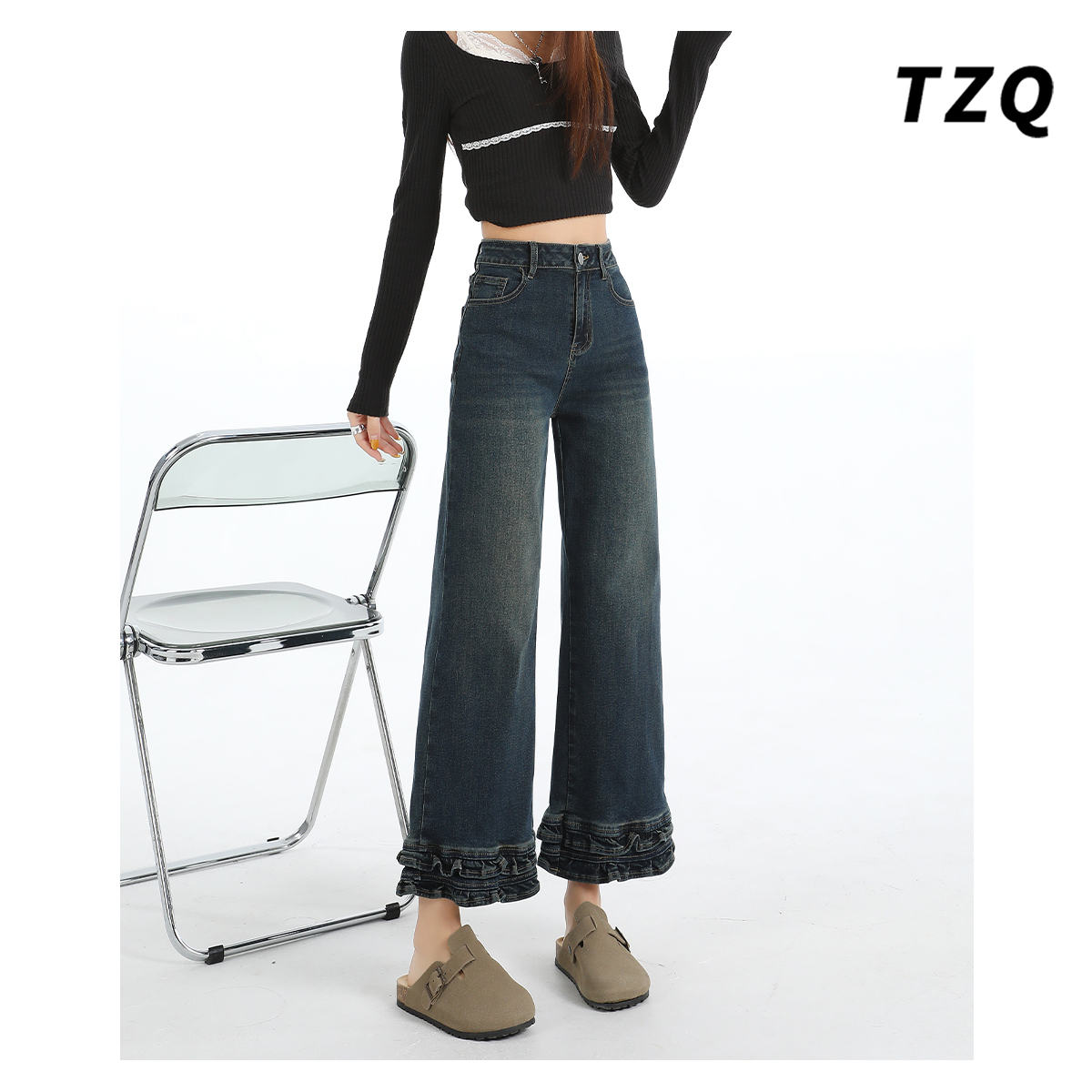 高腰宽松显瘦小个子百搭九分裤子