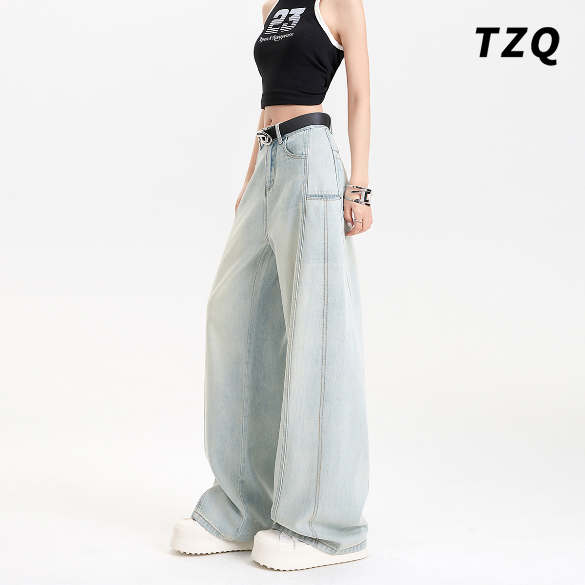 设计感显瘦天丝垂感香蕉弯刀裤子