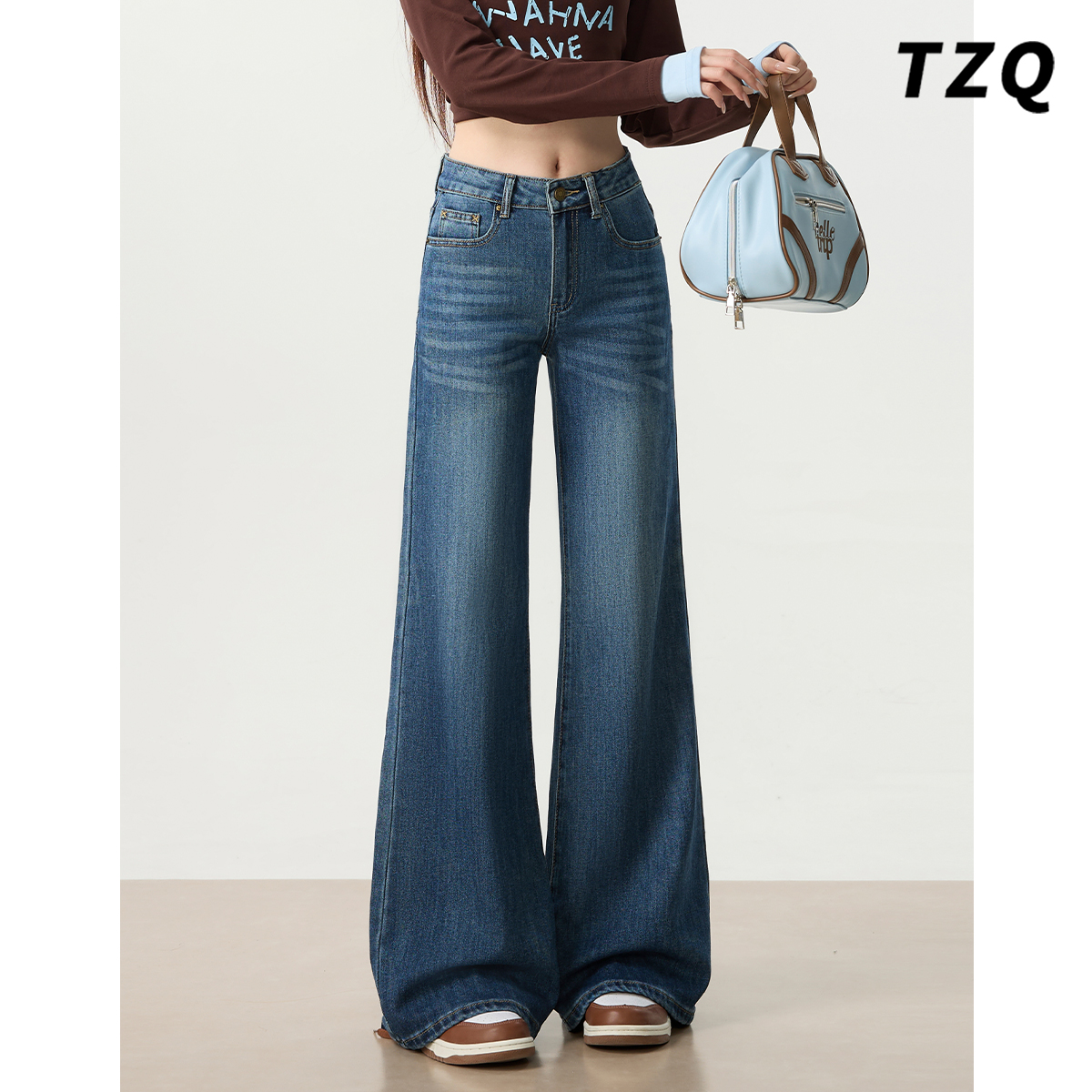 秋季显瘦垂感不贴腿拖地喇叭裤子