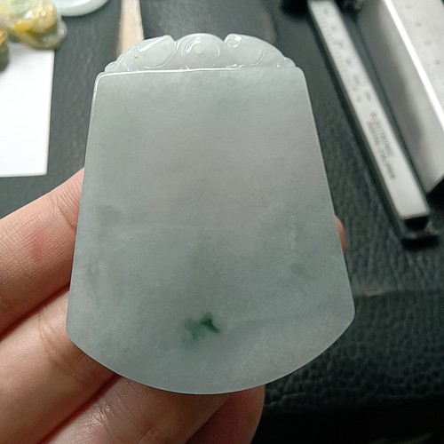 缅甸天然翡翠A货飘花无事牌平安牌吊坠