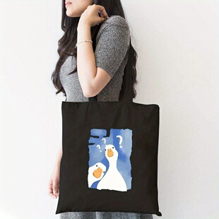 跨境热卖怀疑天鹅帆布手提袋 可重复使用购物袋 生日礼物装饰袋