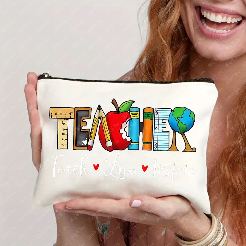 Teacher教师印花帆布化妆包收纳杂物包手拿袋INS跨境热卖爆款,箱包皮具/热销女包/男包,手拿包,淘宝优惠券,粉丝福利购,淘宝优惠卷