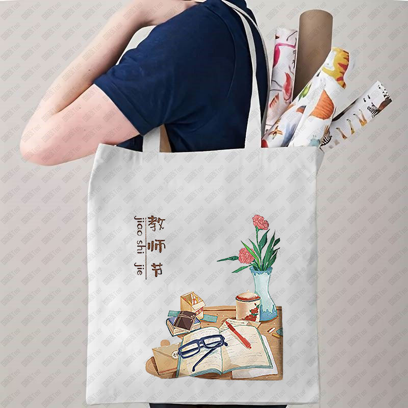 欧美时尚Teache教师节印花教师节礼物帆布单肩包手提购物袋
