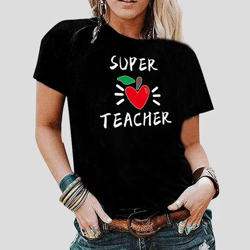 教师节teacher印花纯棉短袖
