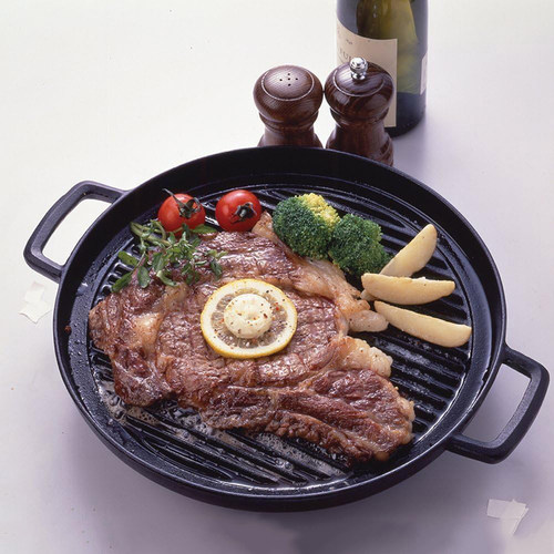 日本原装进口南部池永圆形烤盘铸铁烧烤盘烤牛排烤鸡翅烤肉盘平底