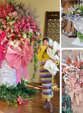 爆花筒巨型玫瑰花束夏季商场美陈列装饰网红打卡仿真花橱窗布置