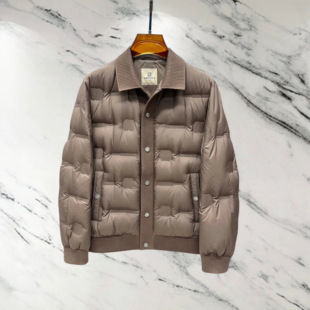 欧货时尚针织翻领拼接男士轻薄羽绒服25秋冬季新款高级感修身外套