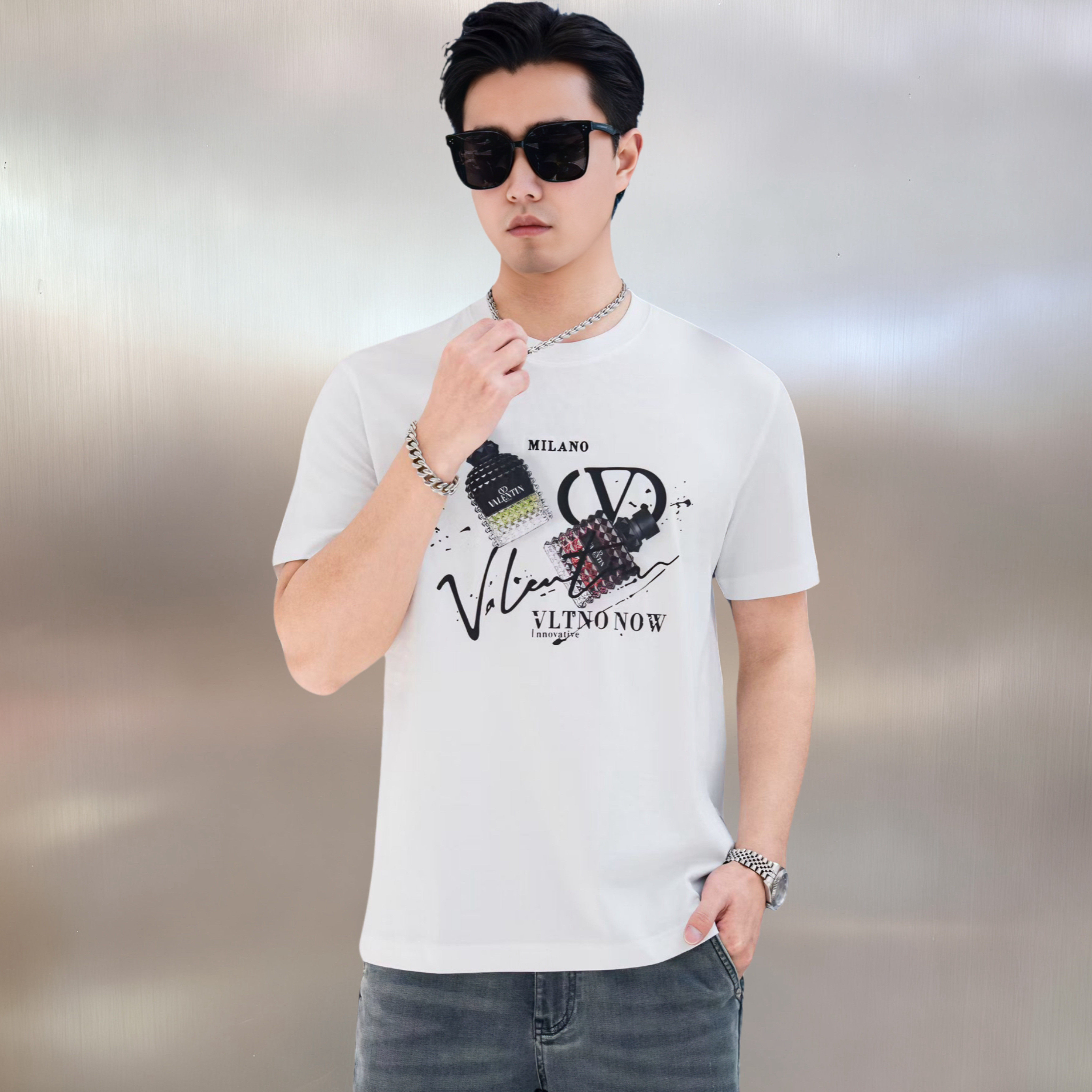 2026夏季新款潮牌帅气字母设计个性印花圆领亲肤男士纯棉短袖T恤