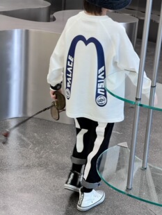 春秋款男女儿童福神联名日韩高街风宽松圆领 纯色套头短袖T恤长袖