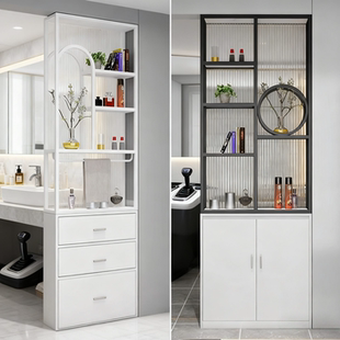 卫生间半墙屏风隔断现代简约浴室长虹玻璃置物架干湿区洗手台边柜