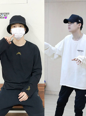 闵玧其朴智旻同款长袖T恤学生宽松字母印花体恤上衣潮男女