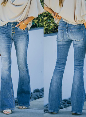 spring slim fit multi pants women's jeans denim bell-bottoms