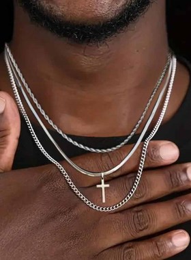 New personality hip-hop cross pendant chain snake necklace