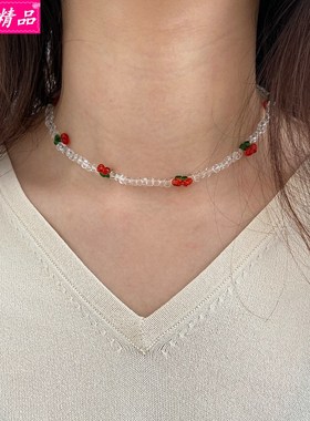 Student girl choker Cute fruit neck chain rice bead Necklace