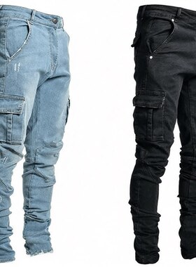 New Men's Small Leg Tight Jeans male Casual leggings pants裤