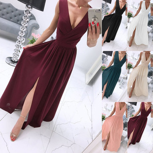 dress Summer sleeveless sexy evening vest women neck