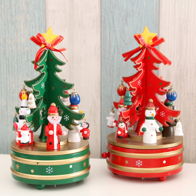 圣诞树Christmas tree decorations wooden rotating music box
