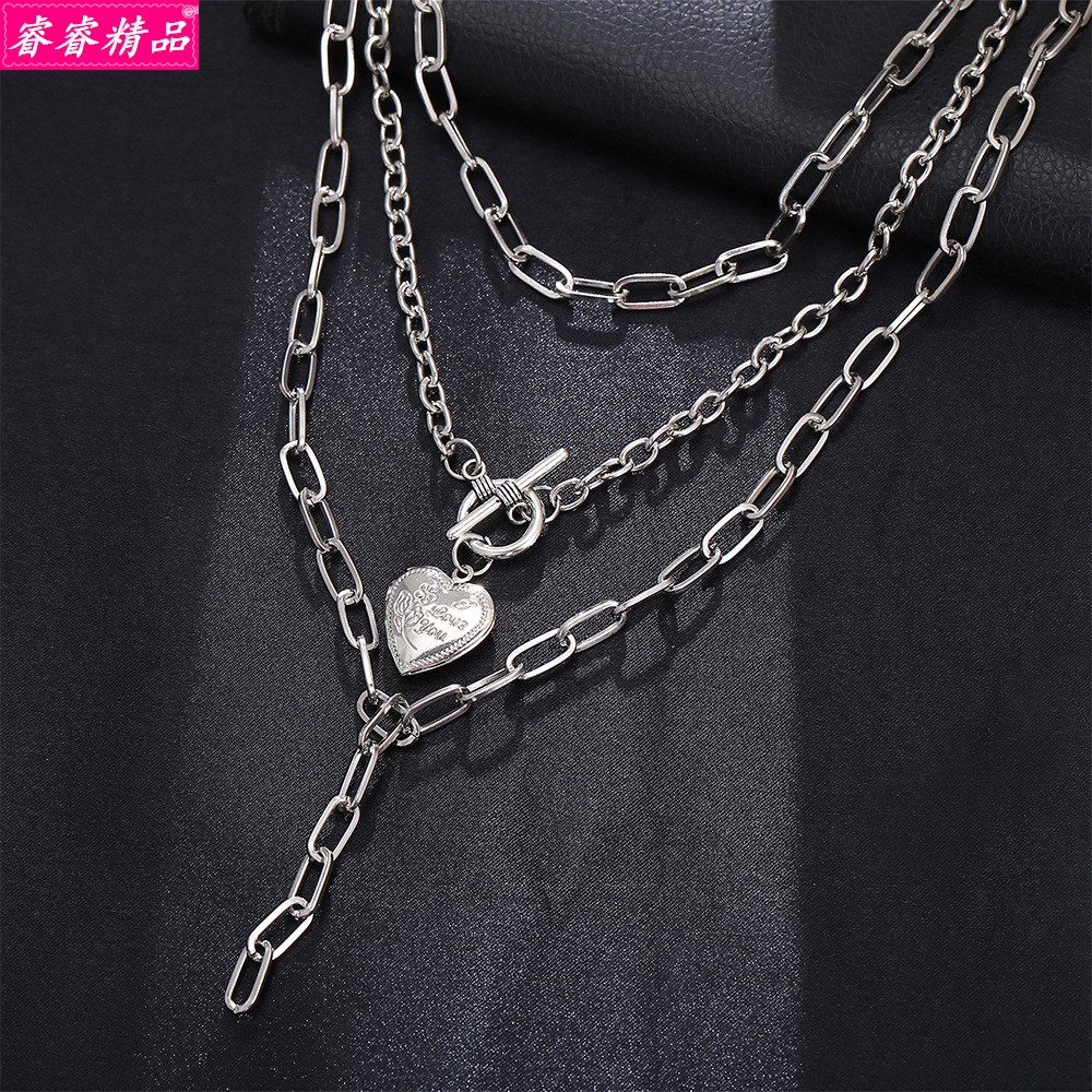 Punk new female peach heart thick butterfly pendant necklace 饰品/流行首饰/时尚饰品新 项链 原图主图