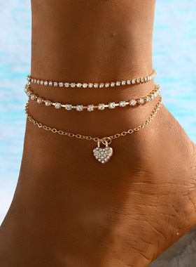 New Jewelry Love Foot Chain Set Women's Jewelry 欧美脚链套装