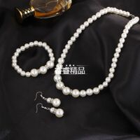 Pearl Bridal Jewelry NECKLACE WOMEN EARRINGS Bracelet Set Set