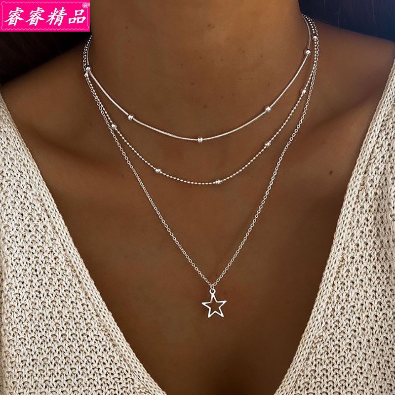 New five-pointed star pendant necklace clavicle chain female-封面