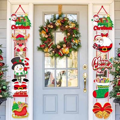 Christmas Santa Claus Couplets Snowman Door Curtain pendant