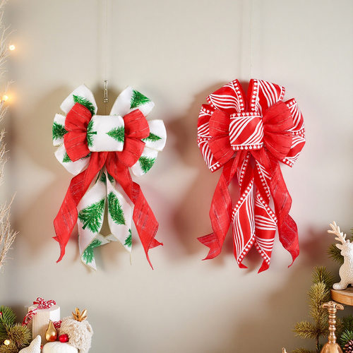 蝴蝶结Christmas Bow Red Tree Pendant Snowflake Edge bowknot