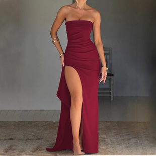 strapless collar dress fashionable women裙 Evening sexy gown