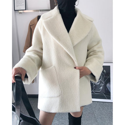 清仓2023女冬重磅苏力阿尔巴卡羊驼绒大衣中长款a版毛呢外套上衣