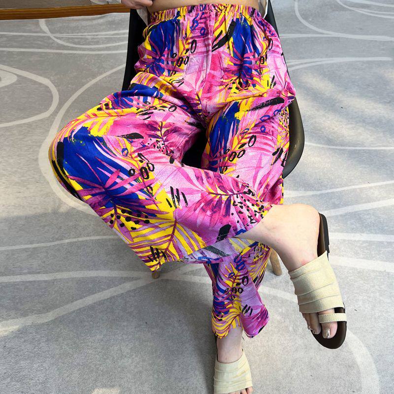 绵绸沙滩裤夏季女生防蚊裤大人棉绸阔腿裤长裤睡裤薄款可外穿裤子