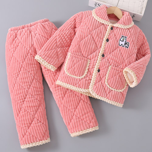 冬季儿童珊瑚绒睡衣套装