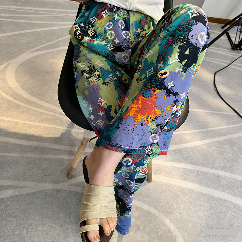 夏季新款儿童睡裤家居服沙滩裤女孩女童休闲裤套装防蚊裤