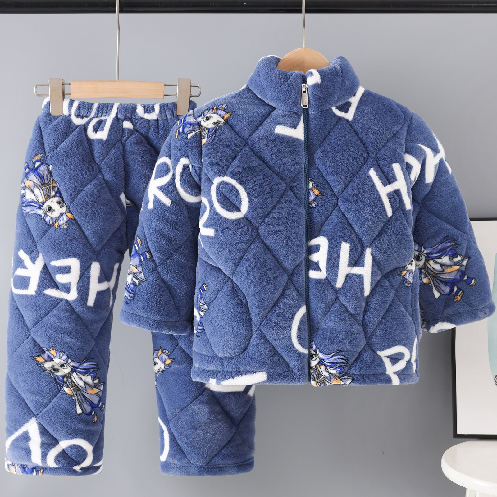 2025年新款三层夹棉儿童睡衣男孩女宝加厚加绒保暖家居服亲子套装,童装/婴儿装/亲子装,家居服套装,淘宝优惠券,粉丝福利购,淘宝优惠卷