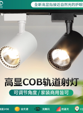 服装店led射灯天花灯商用家用全光谱筒灯cob聚光背景墙明装轨道灯